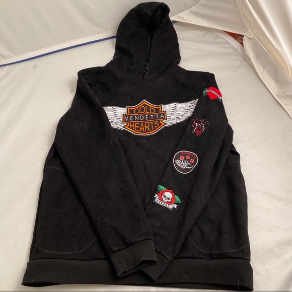 Vendetta NYC Cold Hearts black multicolor hoodie L